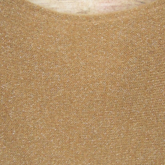 Ann Taylor Gold Metallic 3/4 Sleeve Part Cashmere Sweater Women's M - Picture 10 of 13